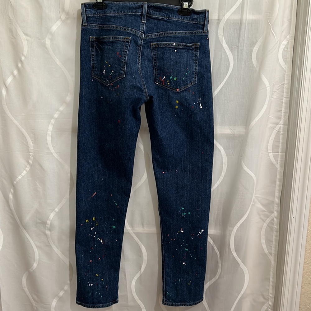 Loft, Dark Wash Paint Splashed, Button Fly, Boyfr… - image 4